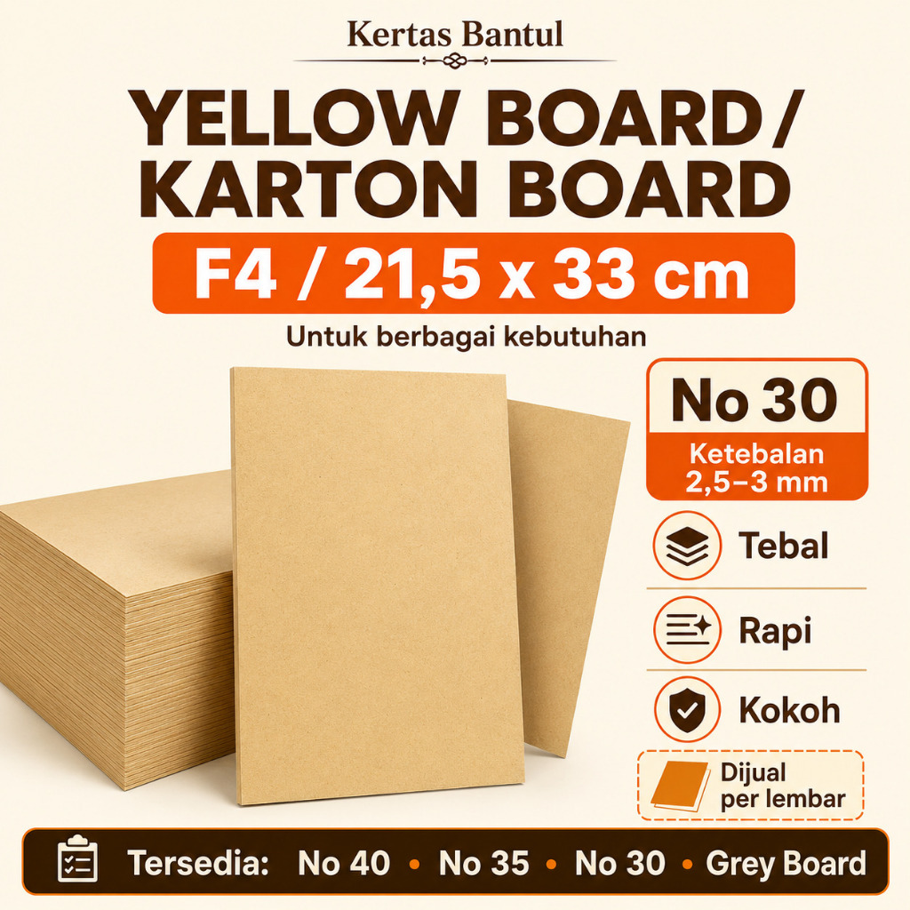 Karton board yellow board Karton Grey Board Tebal Ukuran  f4 21,5 x 33– Alas Photocard Kpop / Scrapb