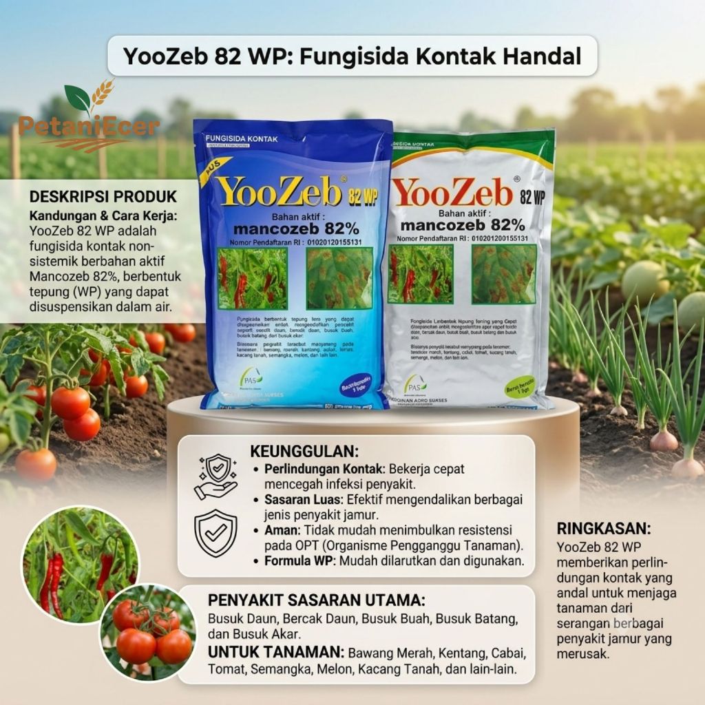 Yoozeb 82 WP Fungisida Kontak Bahan Aktif Mankozeb 82 %