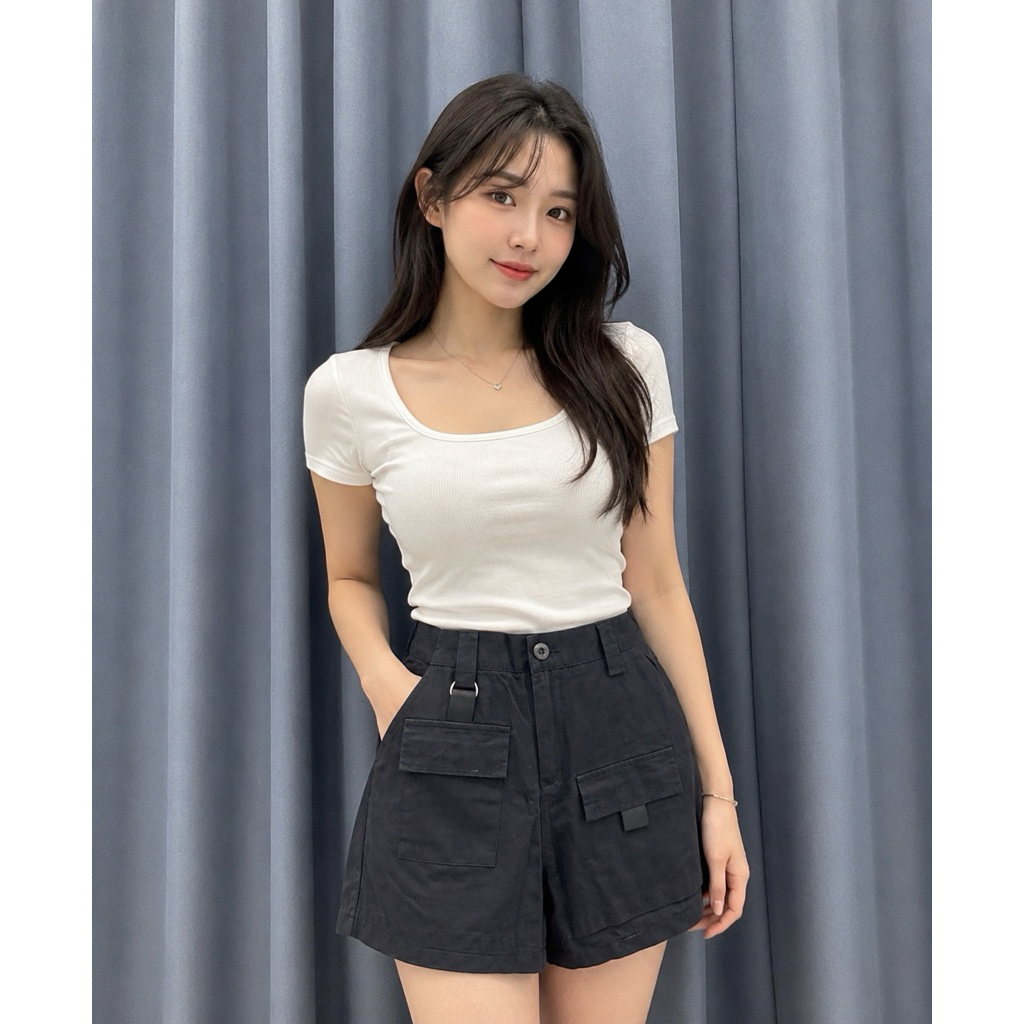 CH426 new black cargo shorts