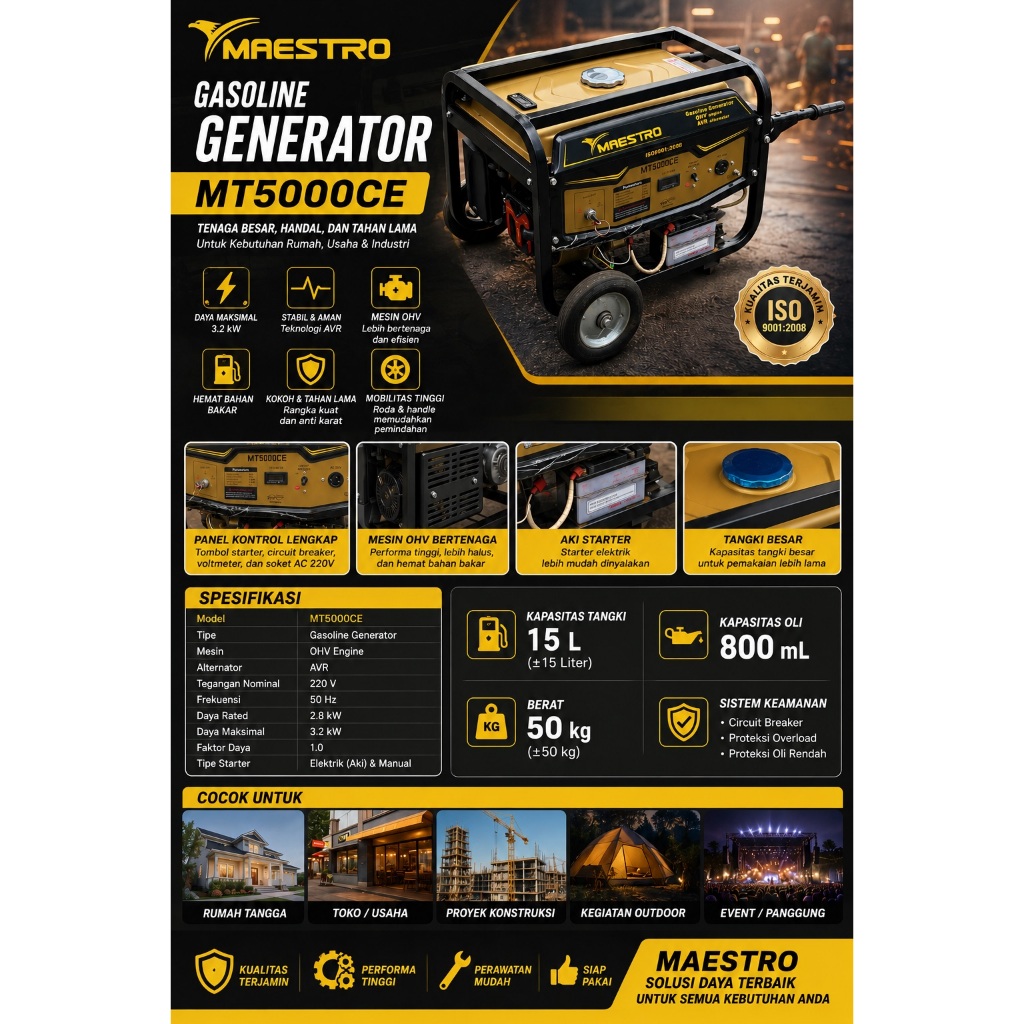 Genset Maestro MT2800i /MT3200CE /MT4000CE /MT5000CE - 12000Watt / 2500Watt /2800Watt /3200Watt