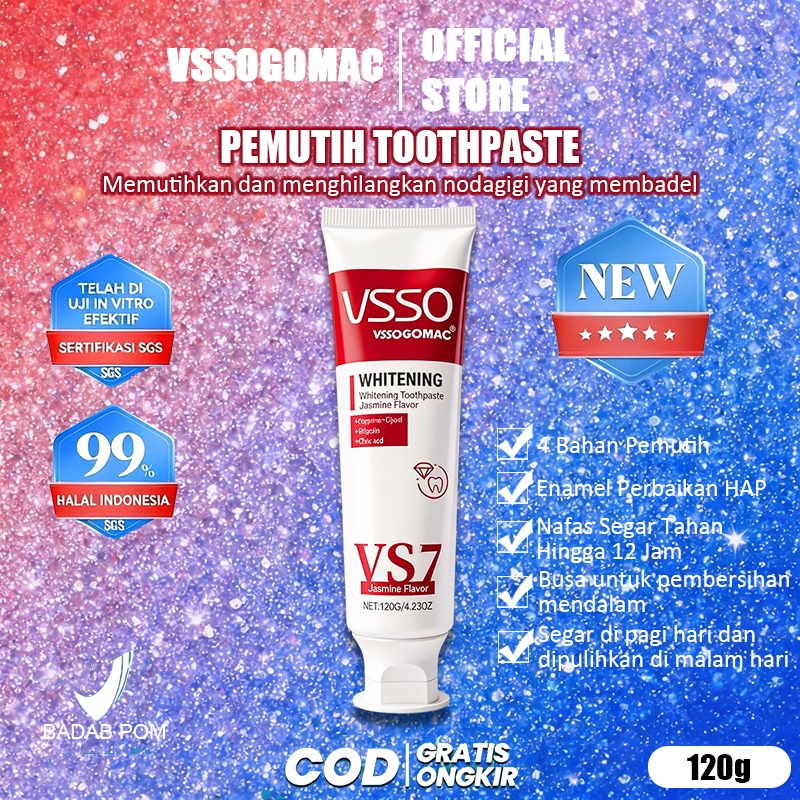 VSSOGOMAC - VS7 Pasta Gigi Pemutih - Fresh Breath & Jasmine - 120g