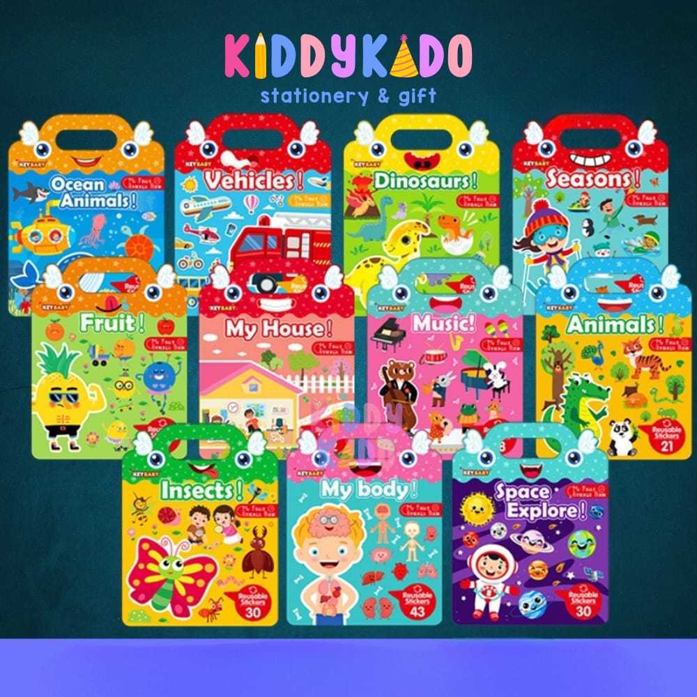 [KHUSUS BATAM] KEYBABY Sticker Book Stiker Mainan Tempel Belajar Aktivitas Edukasi Bussy Book Stiker