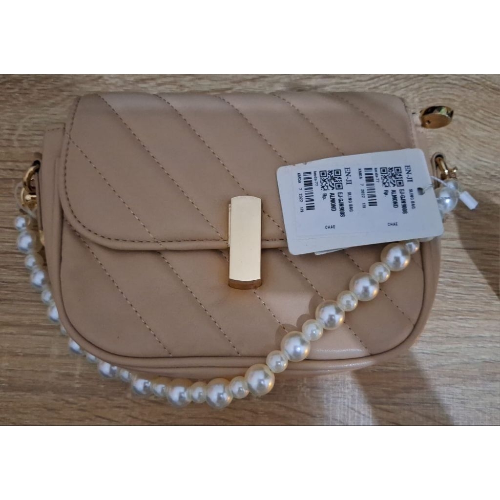 enji sling bag new warna almond