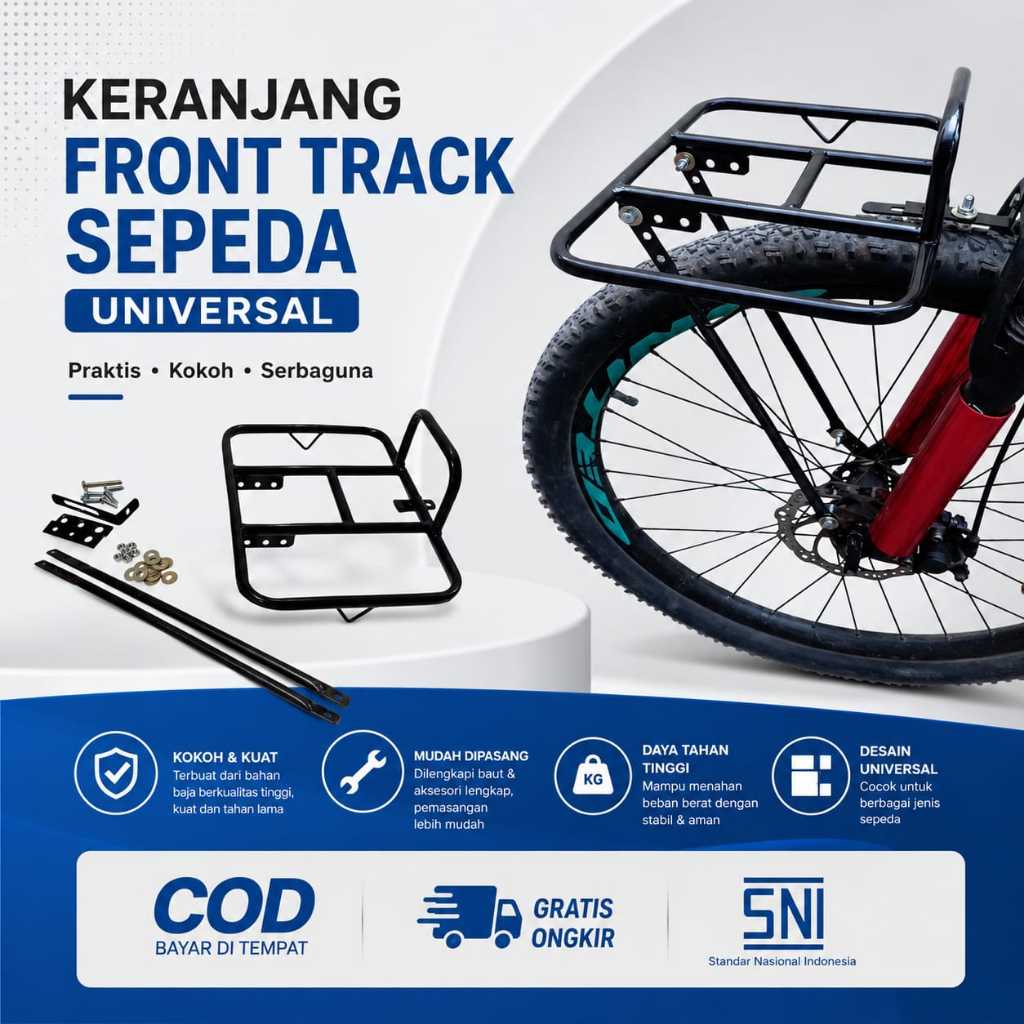 Keranjang Sepeda Depan Front Track Universal MTB Federal Lipat Fixie Alas Kayu Premium Tahan Beban 1