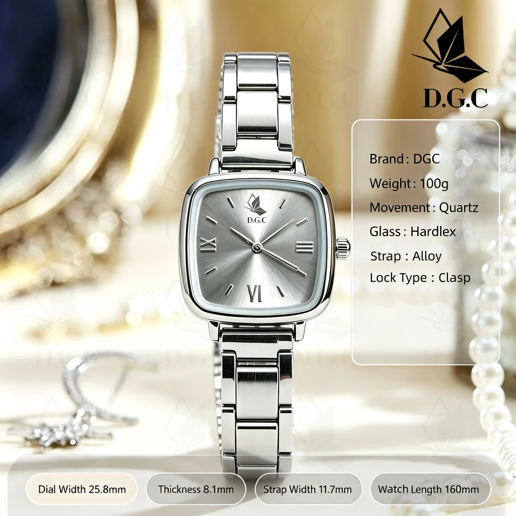 Promo Dgc 10683 Jam Tangan Wanita Dial Kotak Stainless Gaya Casual Fashion Korea Analog Dgc Jam