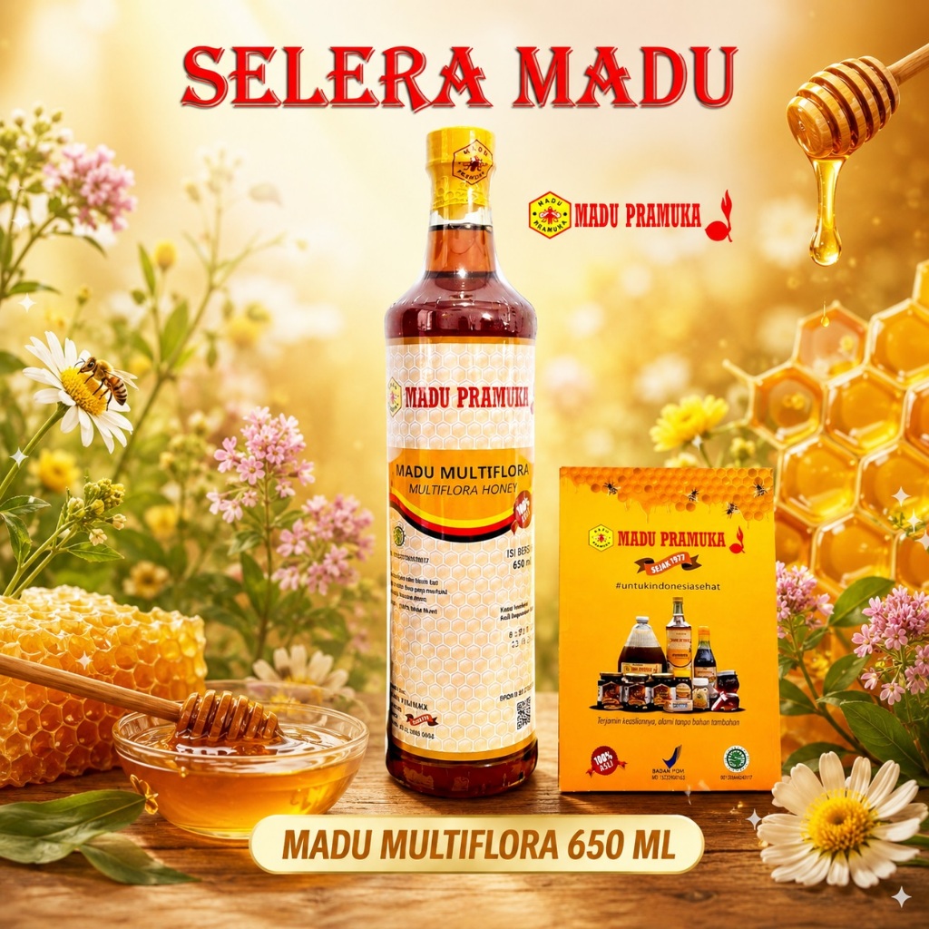 MADU MULTIFLORA MADU PRAMUKA 650 ML (MADU ASLI)