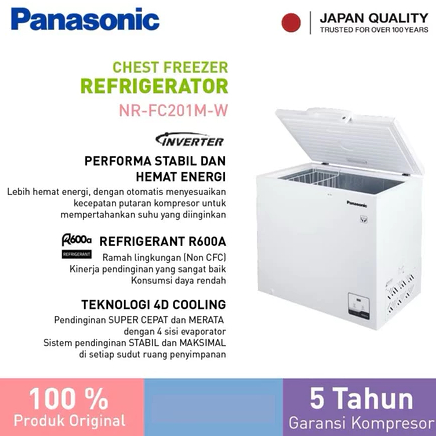 Chest Freezer Box PANASONIC INVERTER 200 Liter NR-FC201M-W