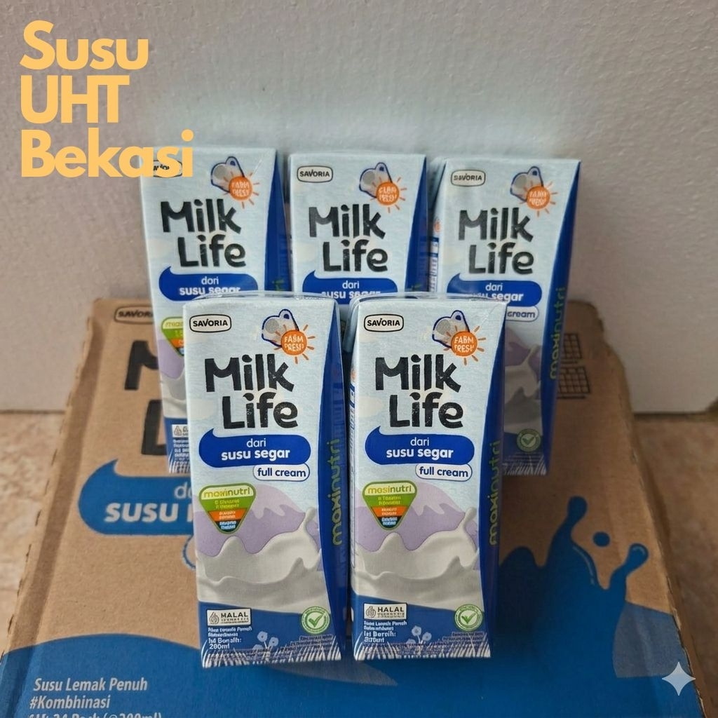 Susu Full Cream Milk Life 200ml | Milk Life Full Cream 200ml x 24 Pcs