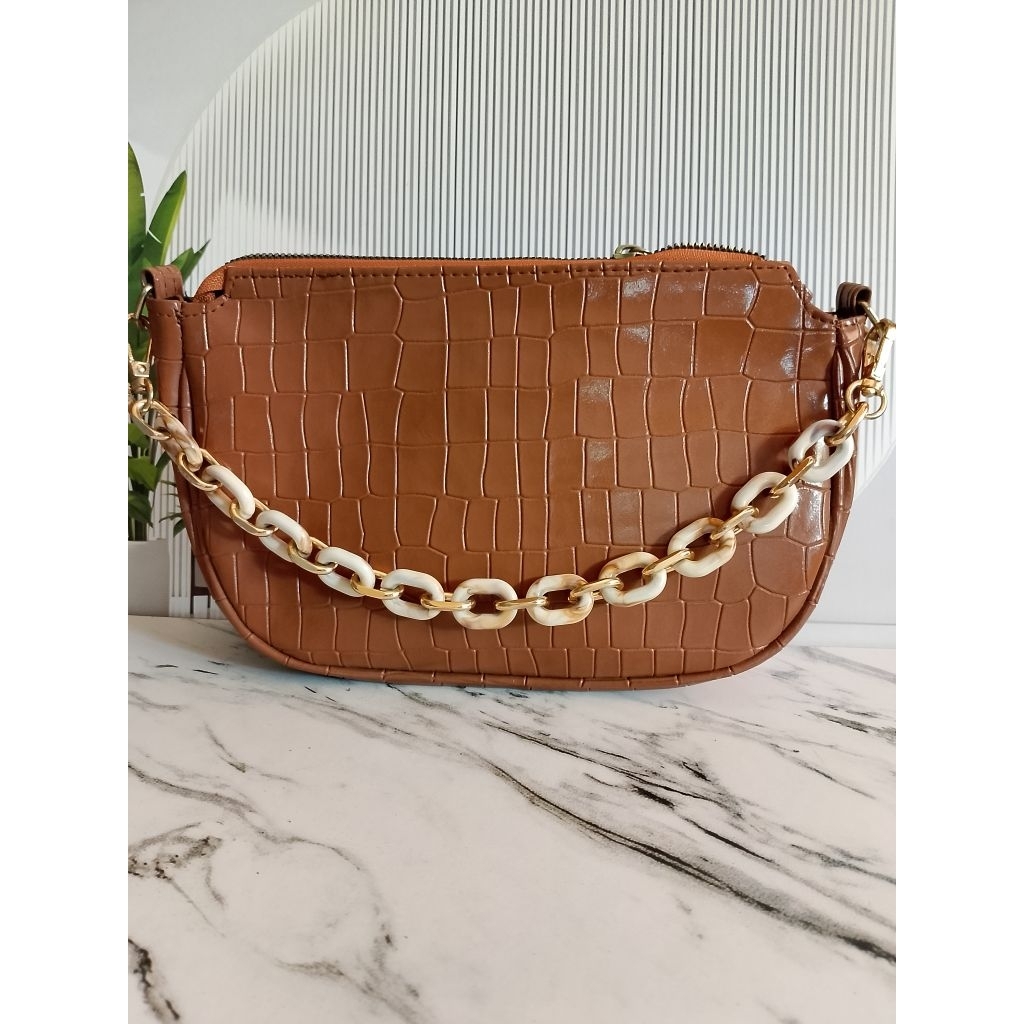 TAS PRELOVED WANITA CROCODILE COKLAT