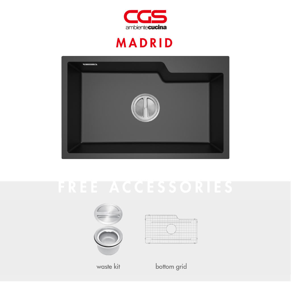 Kitchen Sink Bak Cuci Dapur Granit 1 Lubang CGS MADRID Rockgranite Sink - Topmount