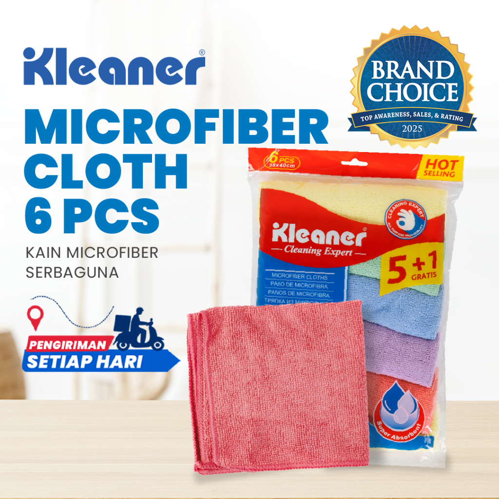 Kleaner Lap Microfiber 40 x 38 Cm 6 Pcs Cloth Kain Serbaguna Anti Gores GSG005