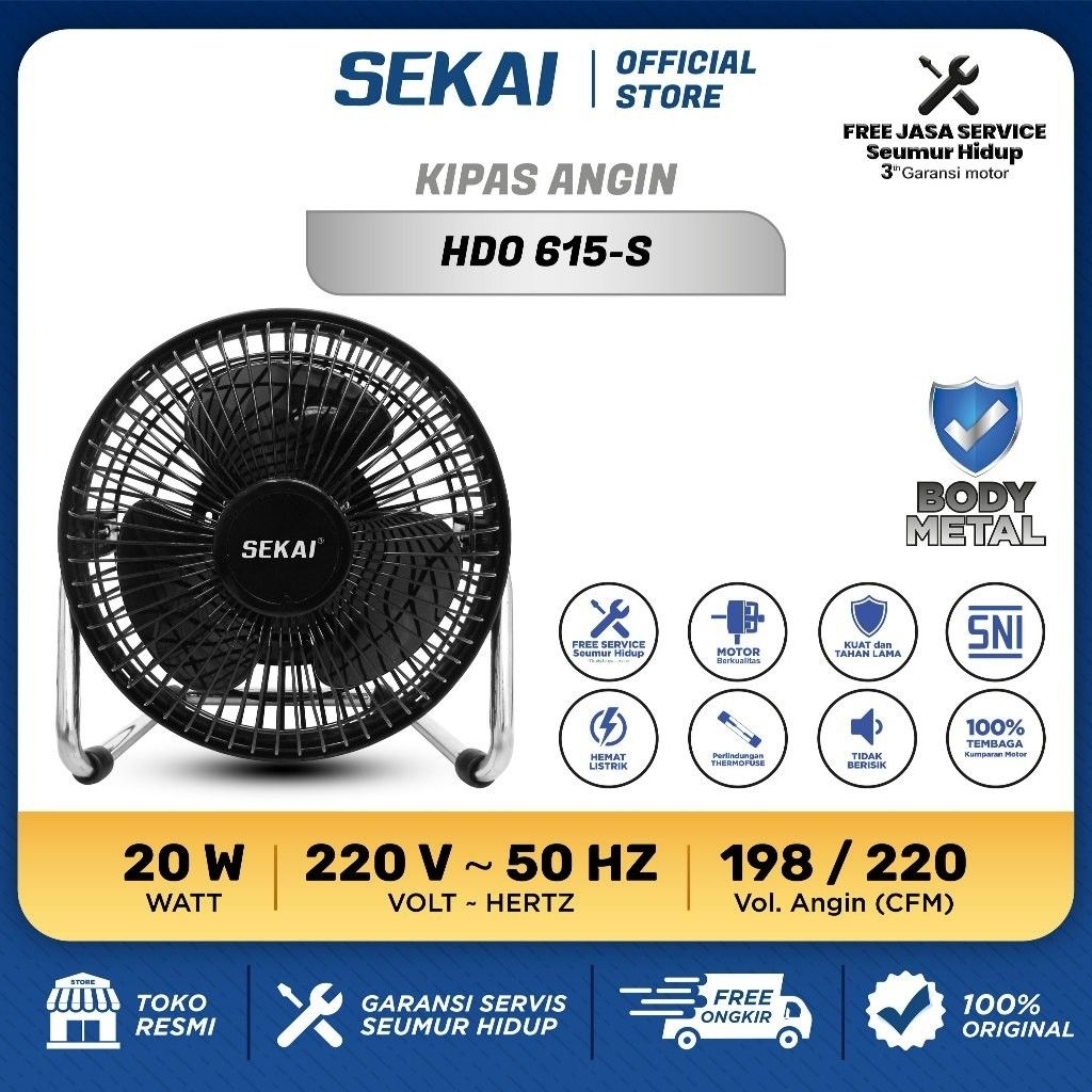 Kipas Angin Meja Sekai HDO 615-S Kipas Angin Mini 6 inch Sekai HDO-615 S Kipas Angin Tornado Portabl