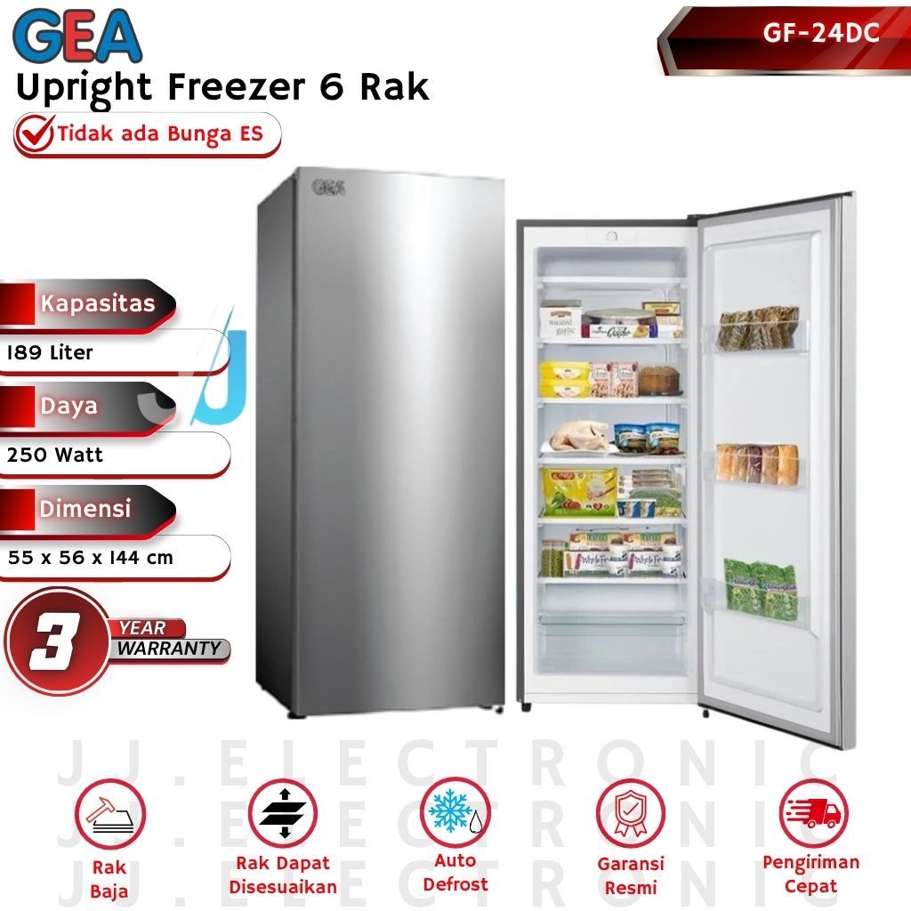 GEA Upright Freezer 6 Rak 189 Liter GF-24DC No Frost