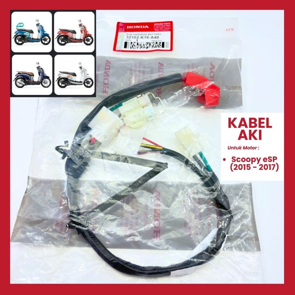 KABEL BATERAI AKI 32102-K16-A40 Scoopy eSP K16R (2015 - 2017) Scoopy FI ESP Bohlam Biasa Belum LED |