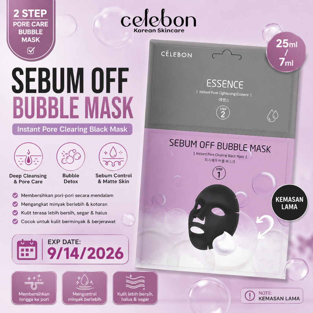 [ NEAR ED ] CELEBON - Two Step Sebum Off Bubble Mask & Essence | KEMASAN LAMA