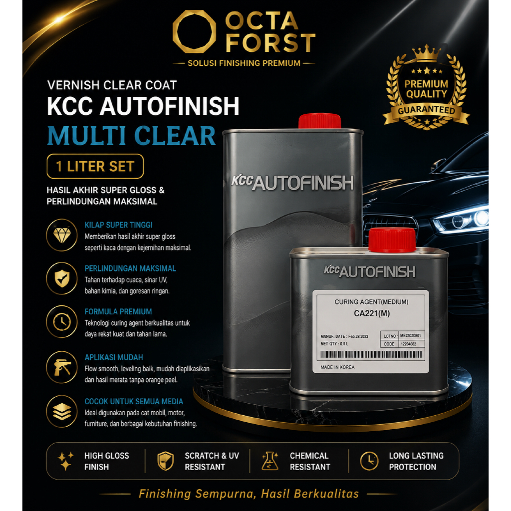 Vernish Clear Coat Pernis Multi Clear KCC Autofinish 1 Liter set