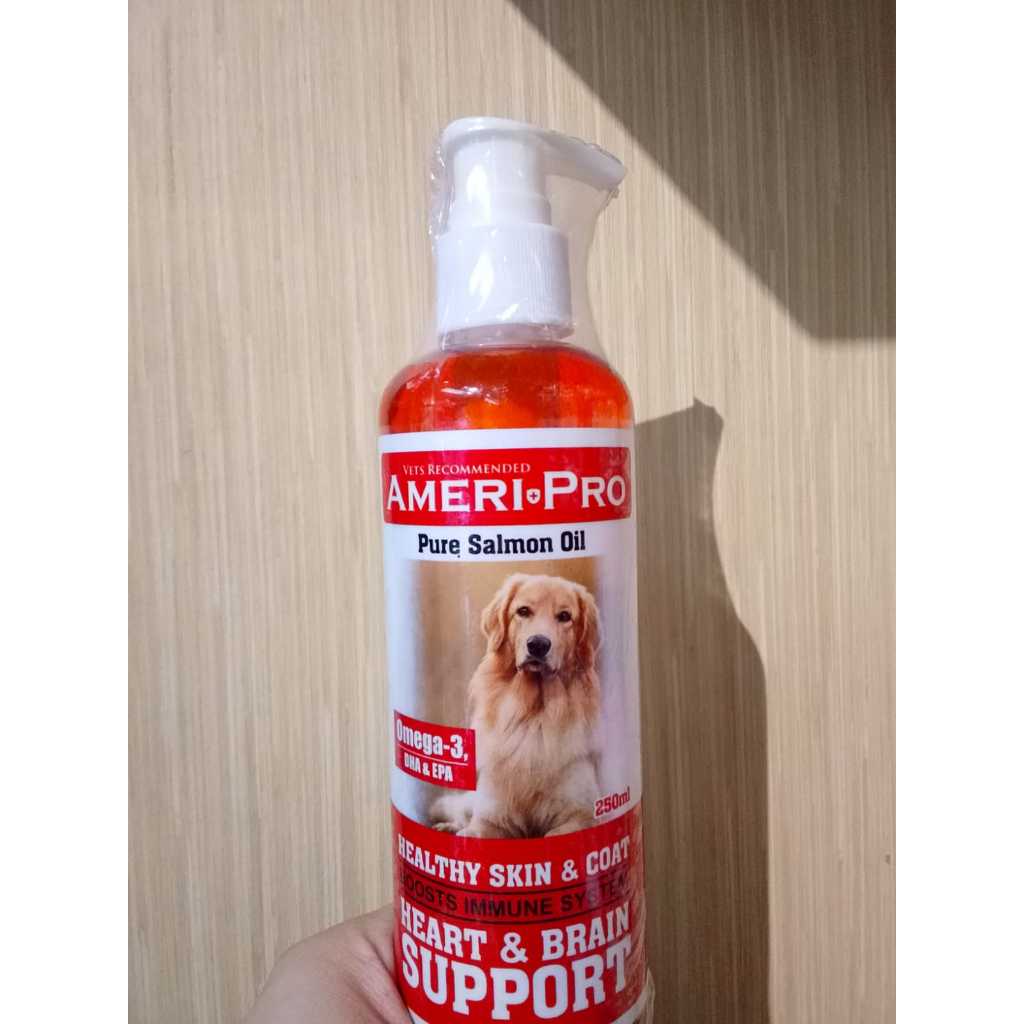 puffy petto Vitamin Bulu AmeriPro Salmon Oil Dog 250ml Ameri Pro Daya Tahan Tubuh