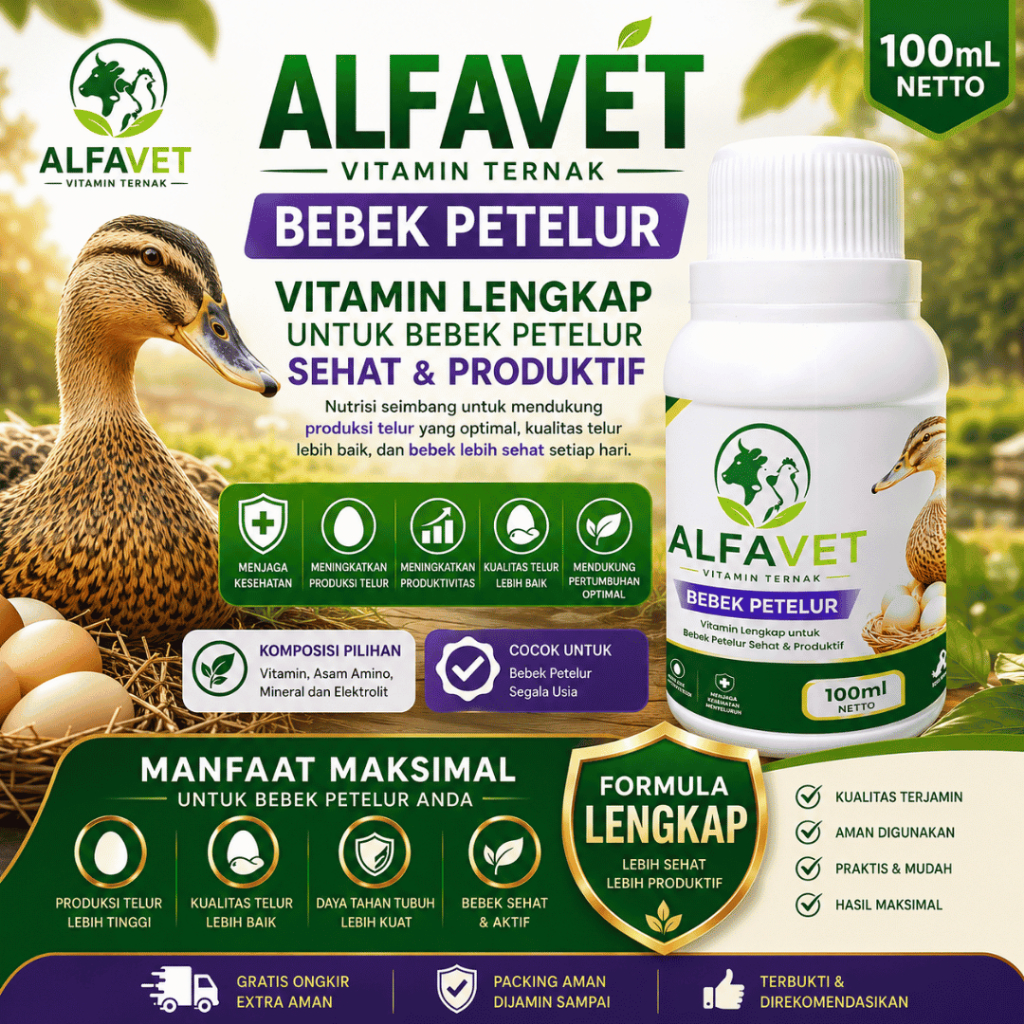 ALFAVET multivitamin ternak BEBEK, VITAMIN Bebek Agar Cepat Besar 100 ml Probiotik Pemacu Pertumbuha