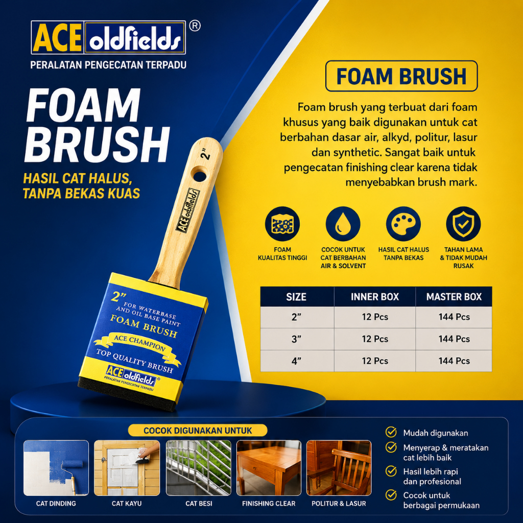 Kuas Busa Foam Brush KUAS SPONS SPON 2' 2 INCH KUAS CAT Ace Oldfields