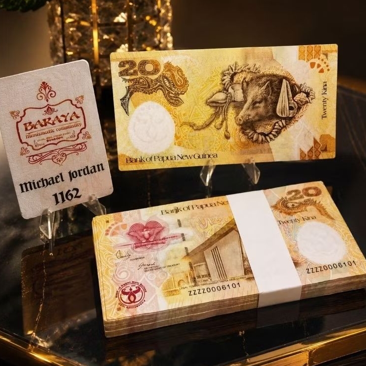 Uang Asing Papua New Guinea Pecahan 20 Kina huruf prefik ZZZZ