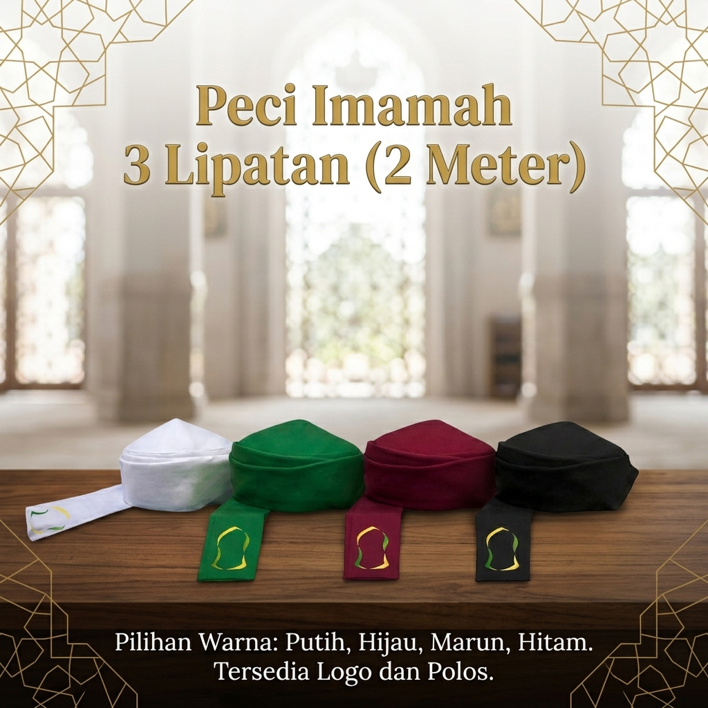 Peci Imamah permanen/Peci Sorban imamah permanen/Peci imamah permanen 3 lipatan/Peci Sorban imamah p