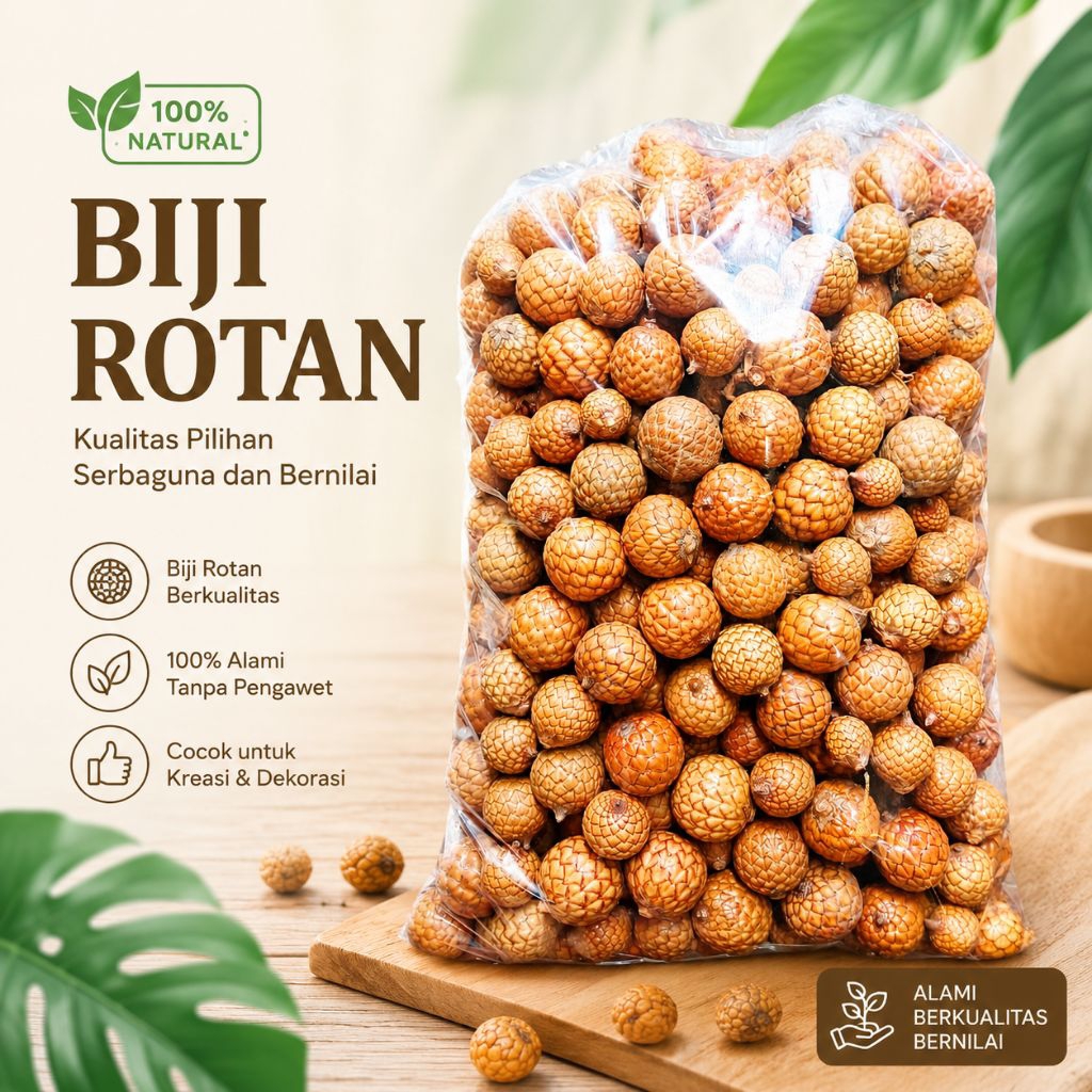 Biji rotan bulat - biji rotan ecer - buah rotan - kerajinan rustic