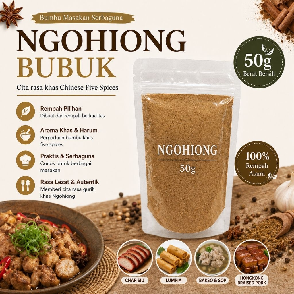 Bubuk Ngohiong 50g Original | Chinese Five Spice Powder, Bumbu Rempah Serbaguna untuk Char Siu, Ayam