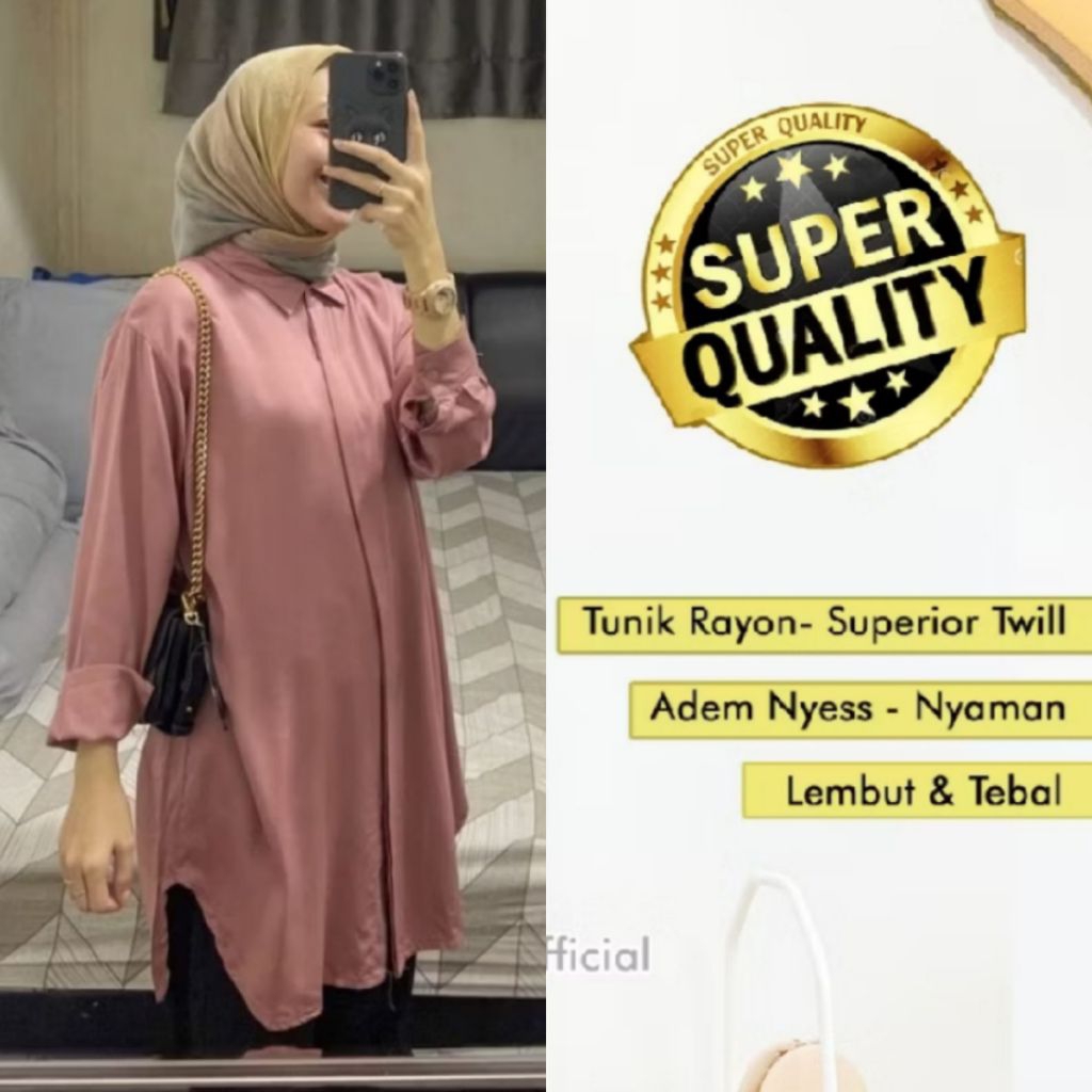 SAFIA TUNIK POLOS RAYON TWIL TERBARU