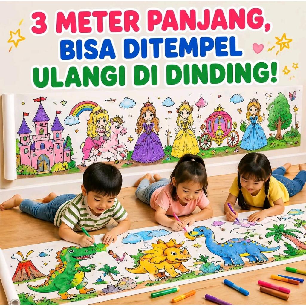 (RDM) Kertas Gambar Mewarnai Anak Jumbo Coloring Sheet / Doodle Raksasa A0 / Giant Coloring Poster
