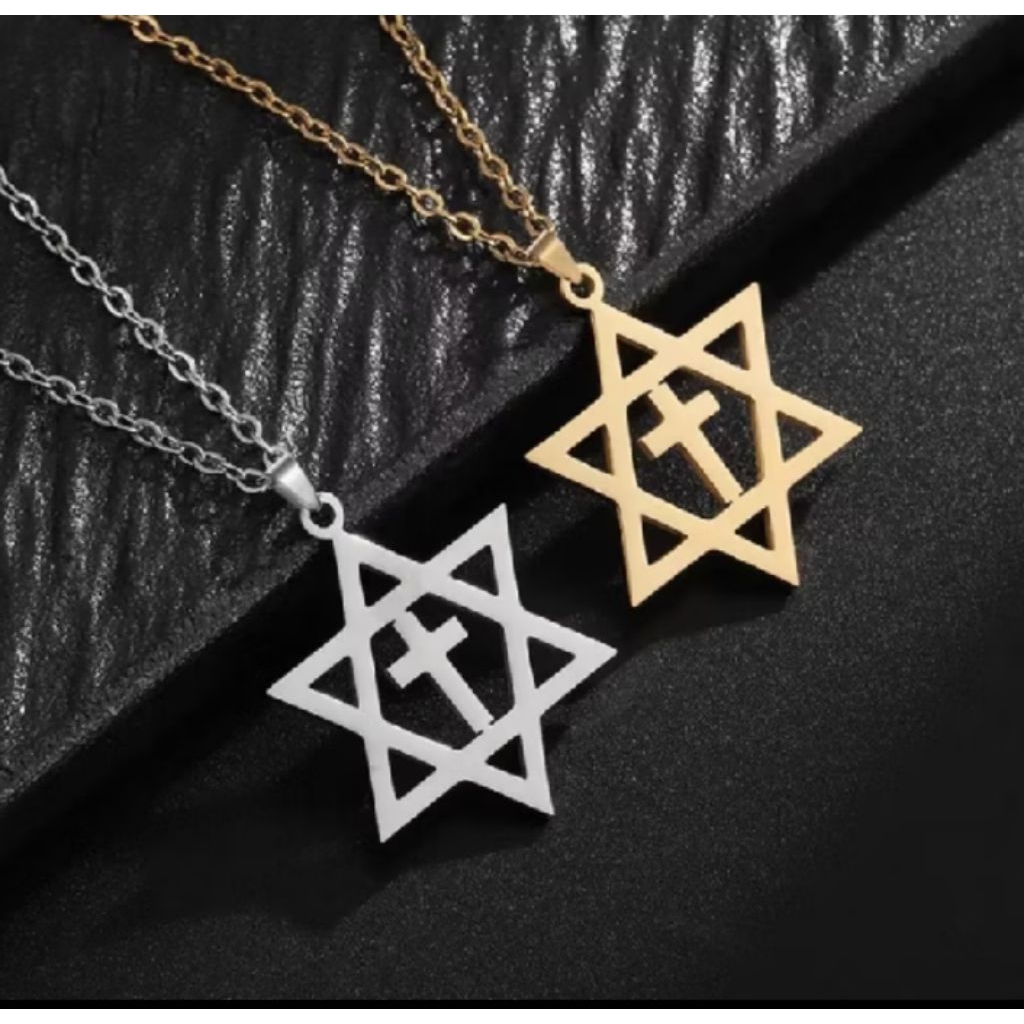 Kalung bintang Daud warna silver/gold