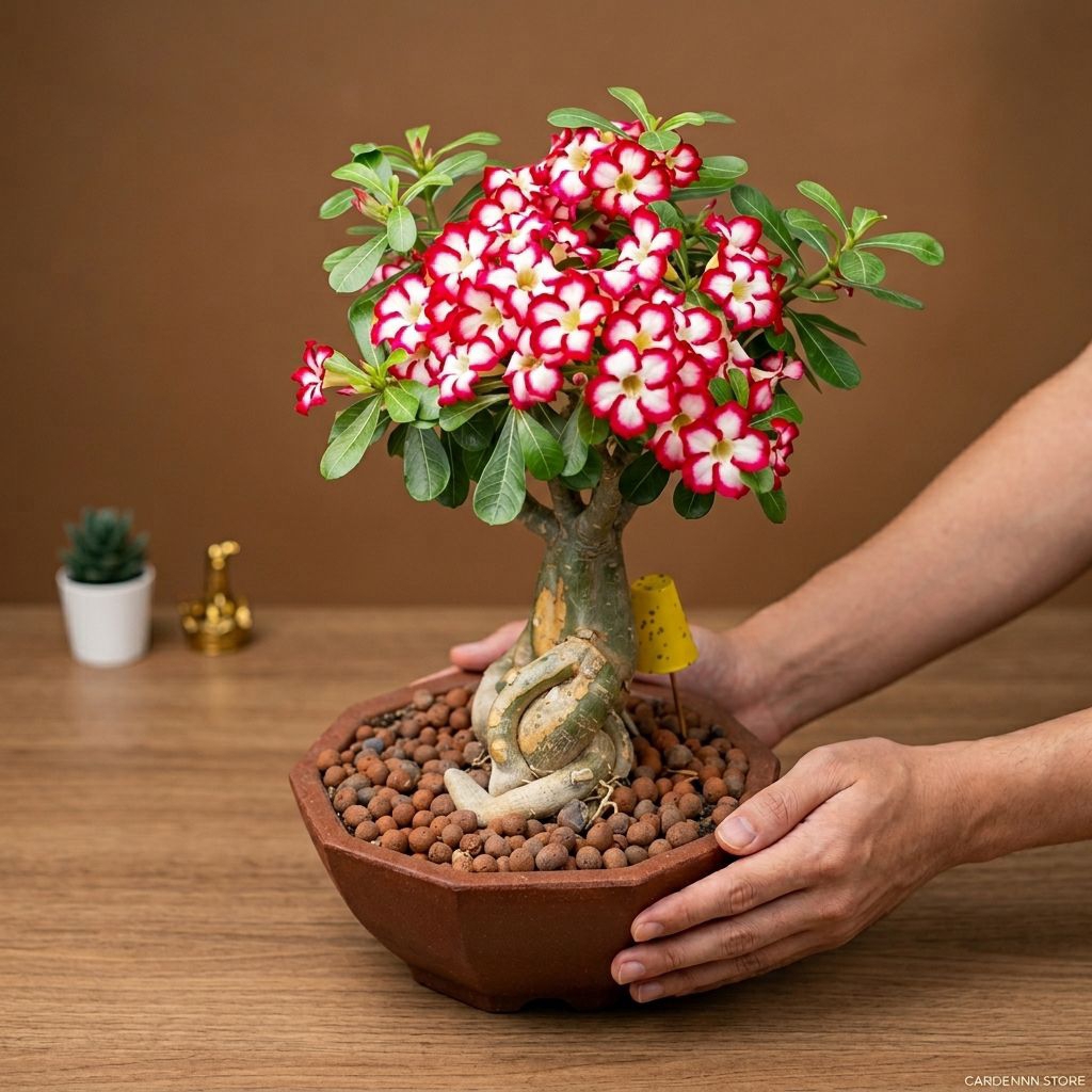 GARDENNN.STORE | Adenium Sakura Merah Putih Kamboja Jepang Bonggol Besar Bonsai Adenium Premium Raji