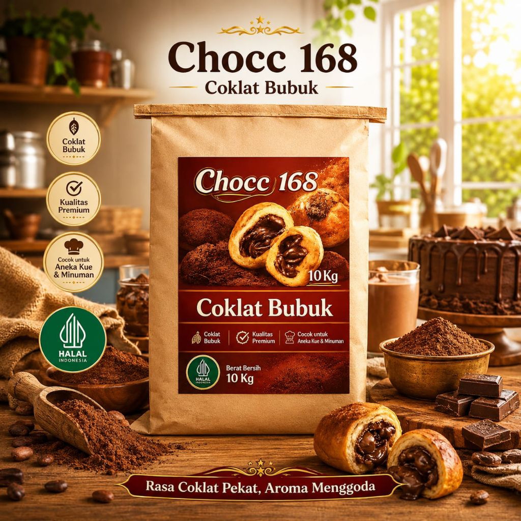 Coklat Bubuk Manis  Chocc168 / Bubuk Coklat Manis Filling Powder||Kemasan Repack