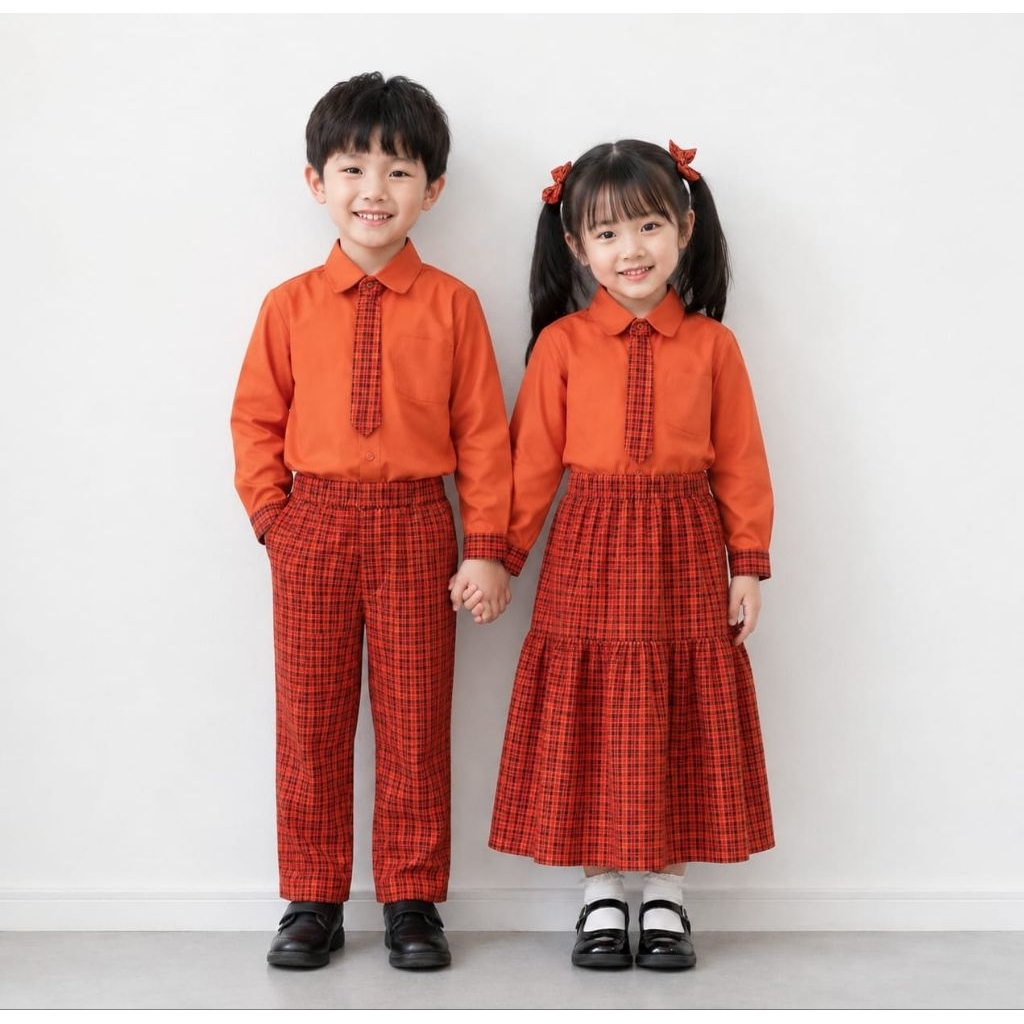 seragam sekolah tk muslim orange/seragam sekolah paud muslim/seragam tk muslim/seragam paud muslim