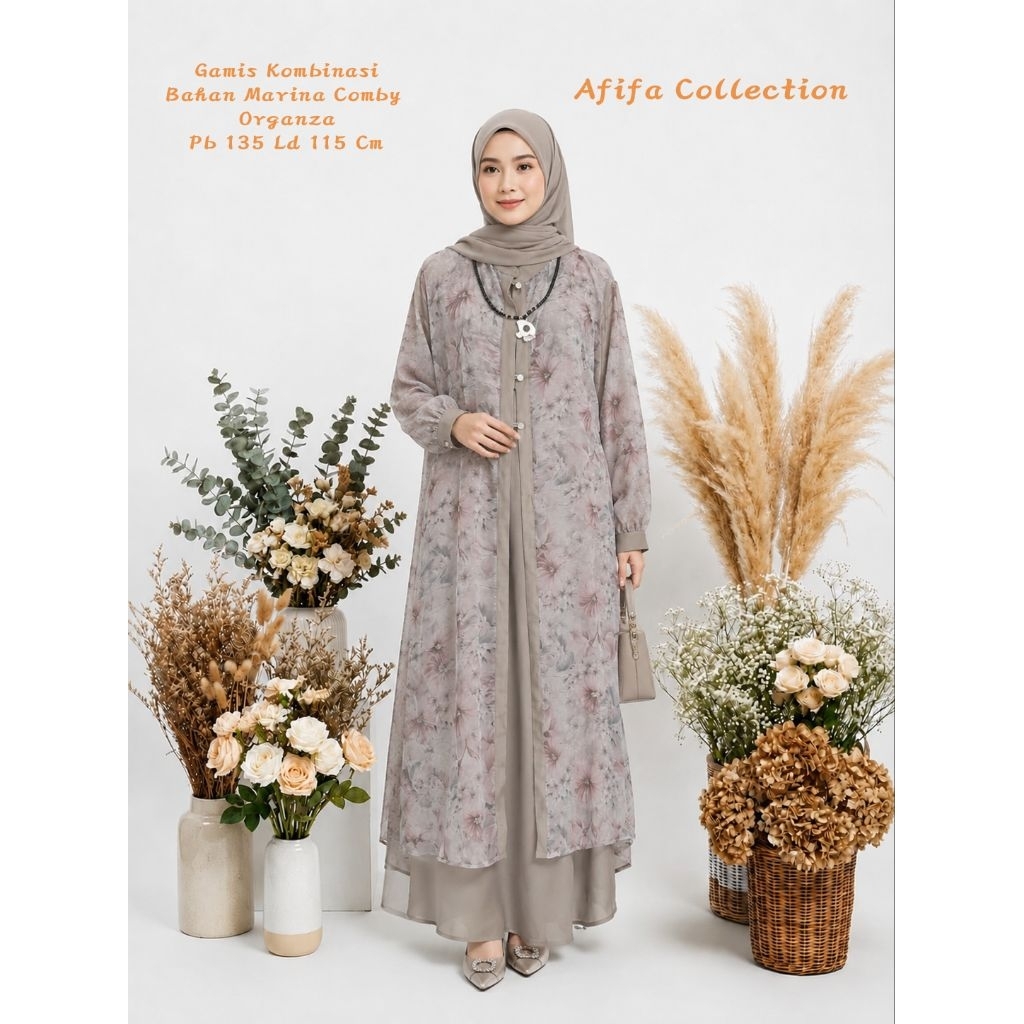 Fatimah Dress/gamis kombinasi/Busana muslim wsnita 2026