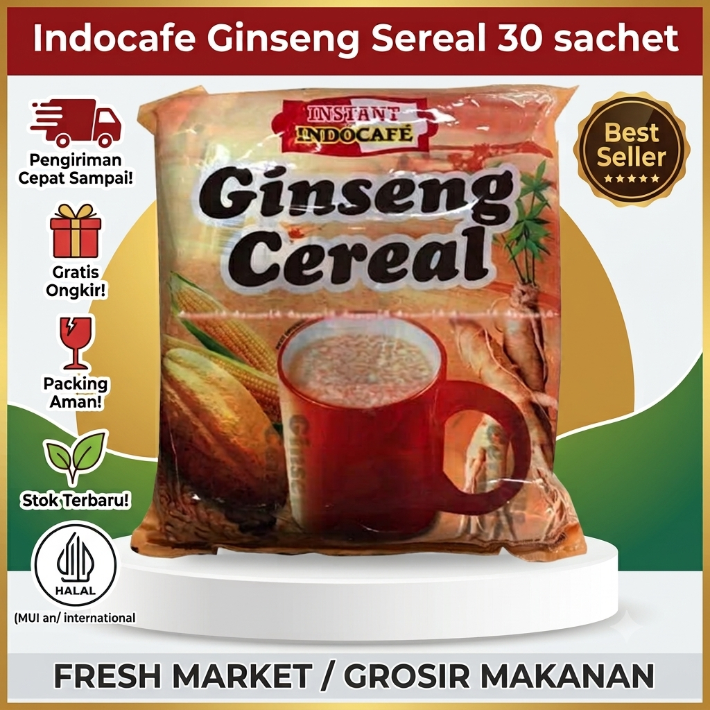 Indocafe Ginseng Cereal Instan 30 Sashet / Halal