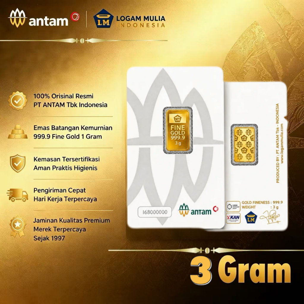Antam Logam Mulia Emas Antam 3 Gram Emas Logam Mulia Antam3 Gram