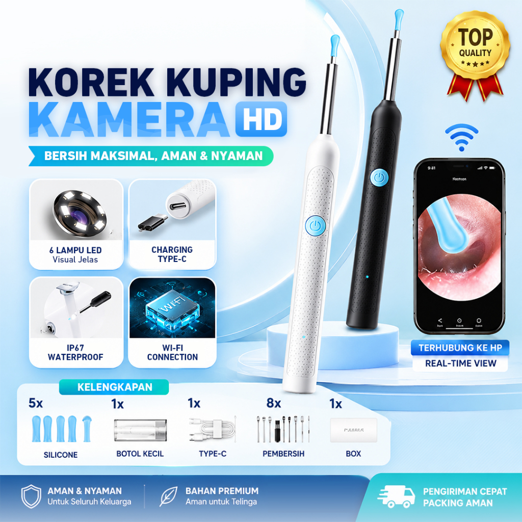 Korek Kuping LED Kamera Smart Pembersih Telinga | Korek Kuping Kamera | Korek Pembersih Kuping Bayi