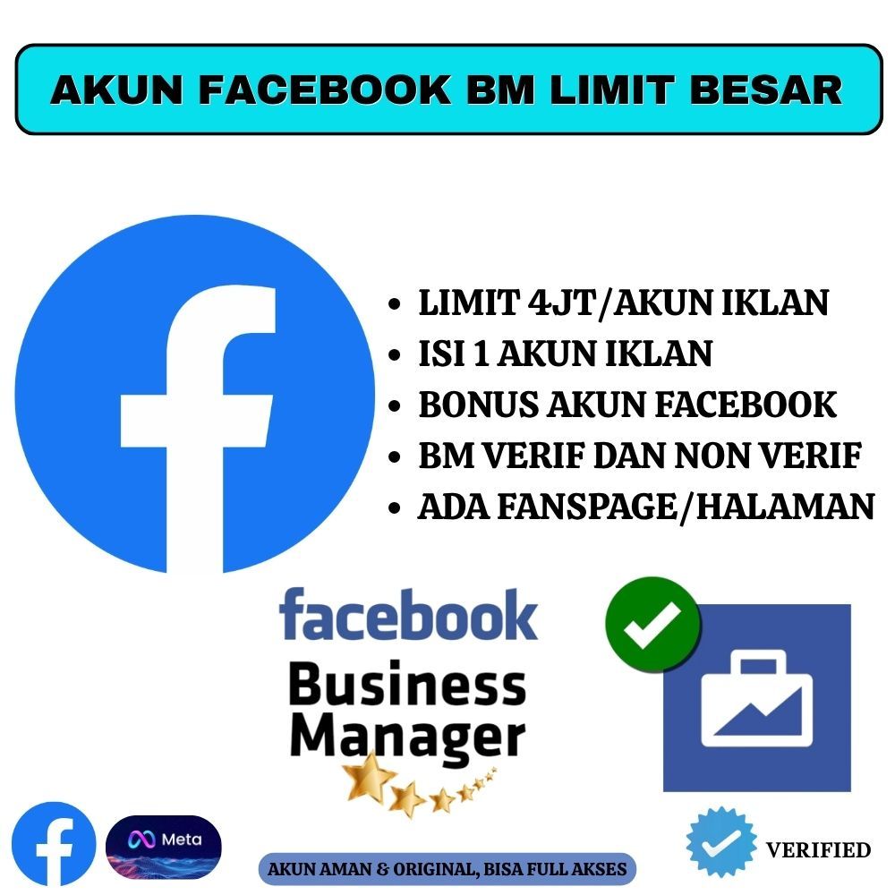 AKUN  FACEBOOK BM LIMIT BESAR (BM VERIF & NON VERIF)