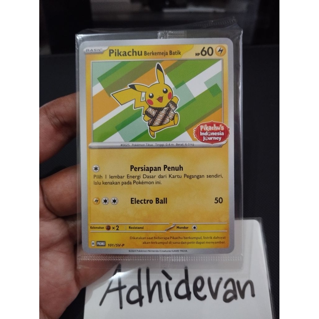 Kartu Pokemon PIKACHU BATIK HIJAU 101/SV-P Mint Condition TCG Indonesia