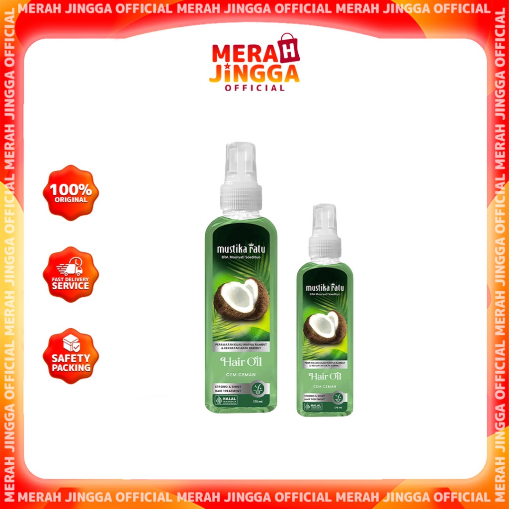 Mustika Ratu Hair Oil - Minyak Cemceman 75ml - 175ml | Perawatan akar rambut | Merah Jingga Official