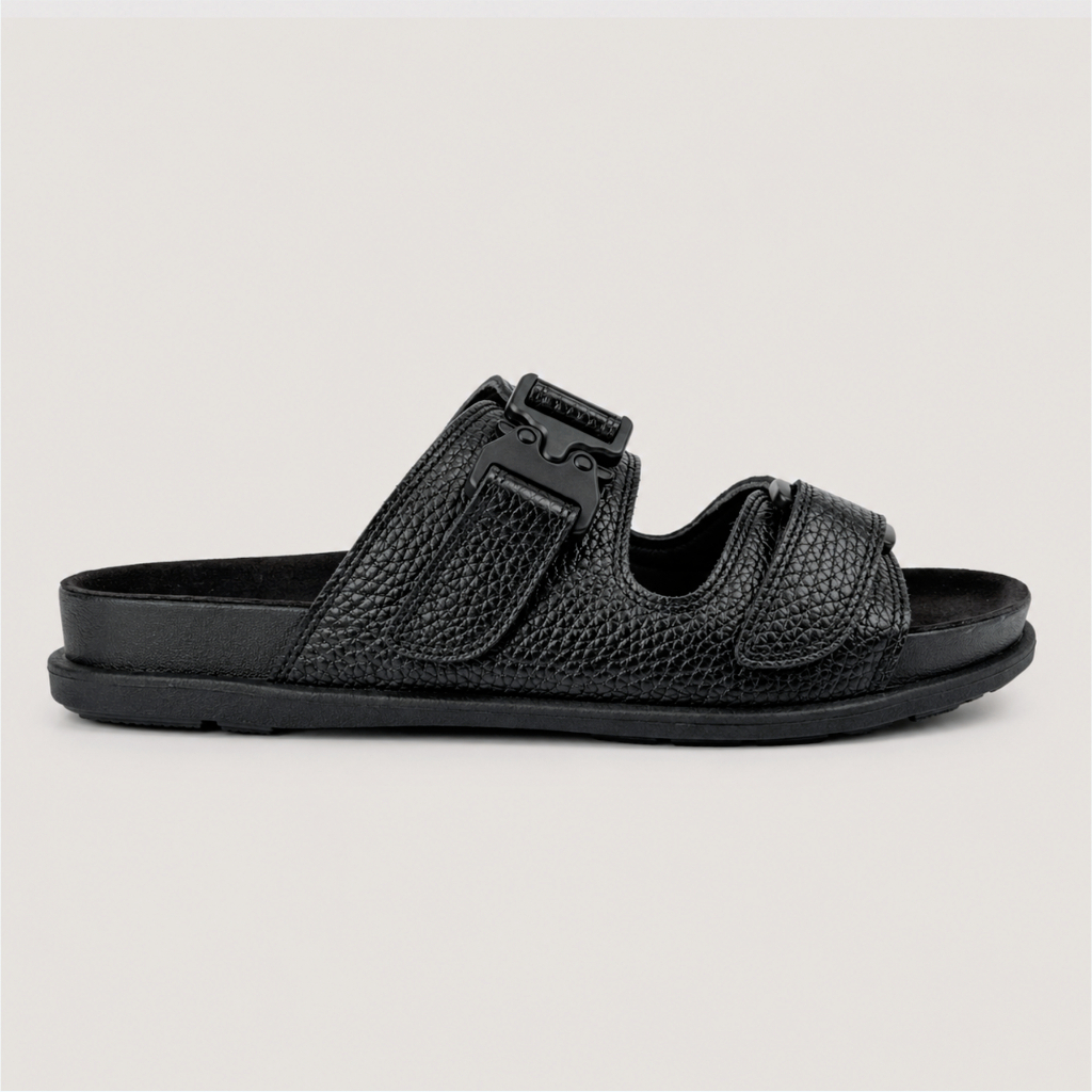 Jull Studio Agadir - Black Floater Leather | Sandal Selop Casual Original Pria | Kulit Asli Cowhide 