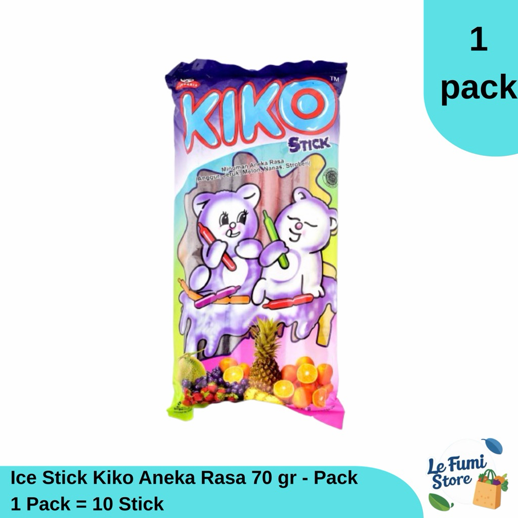Ice Stick / Es Lilin / Es Potong Kiko Aneka Rasa 70 gr - Pack - Isi 10 Stick