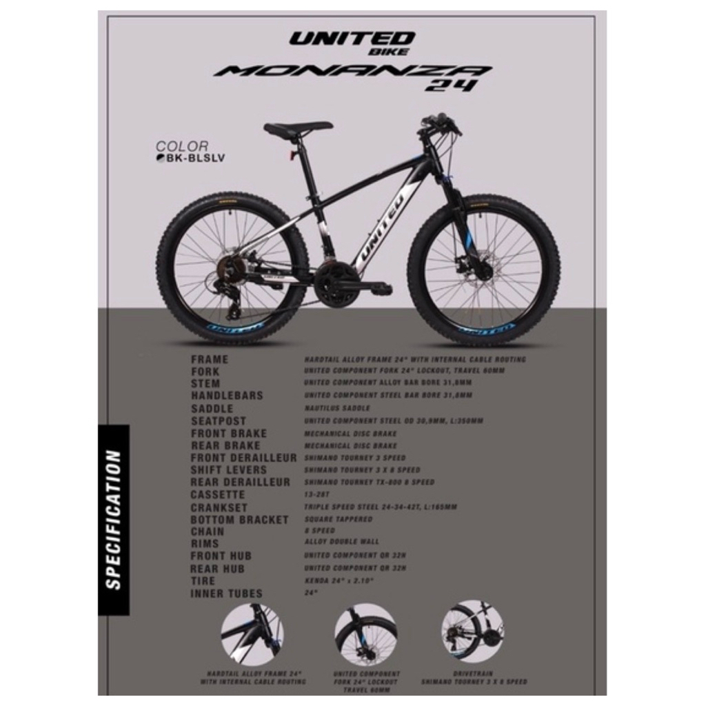 Sepeda mtb 24inch United Monanza (Instant kurir)