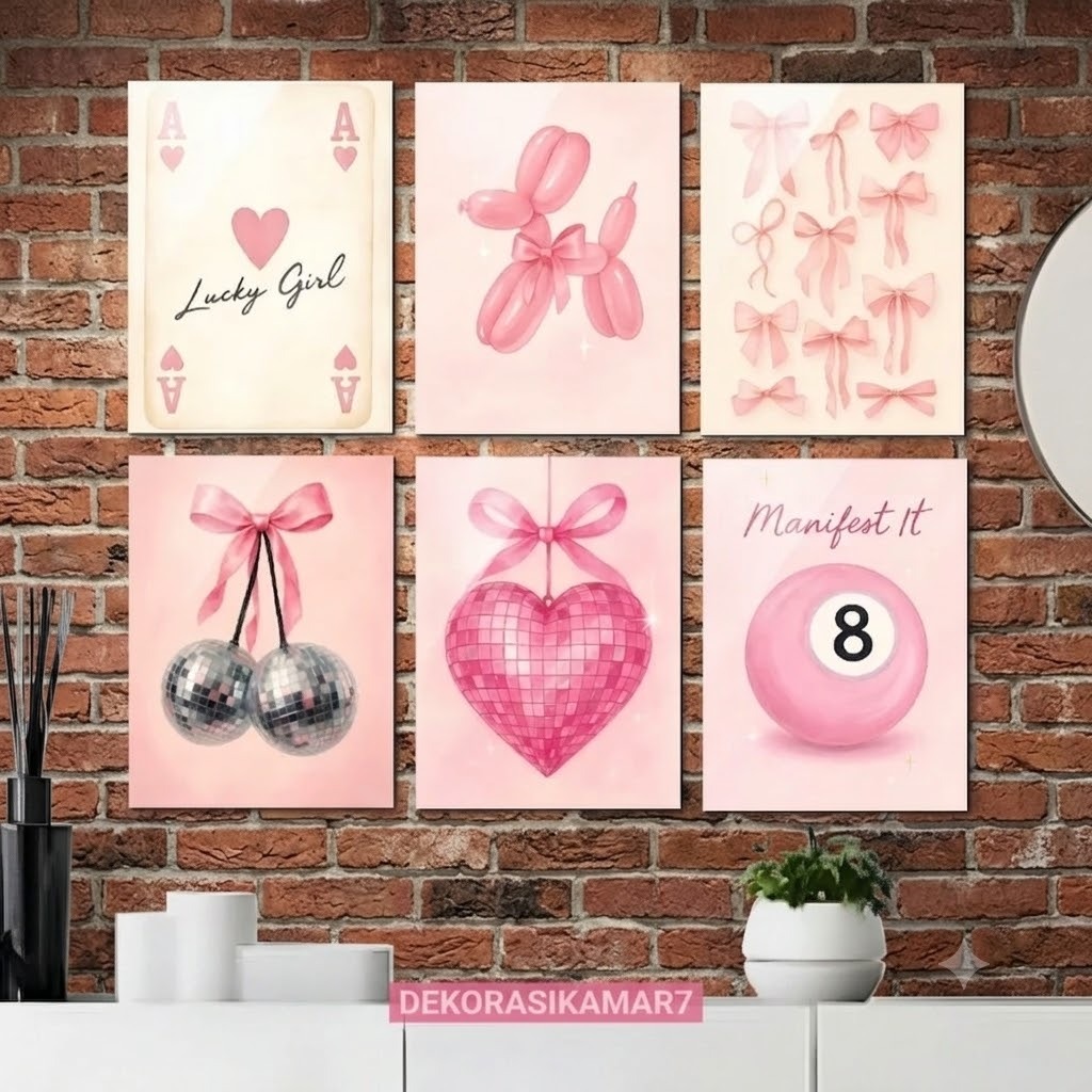 Hiasan dinding kamar aesthetic Poster kamar cewek ekhibition pink Wall decor - Pajangan