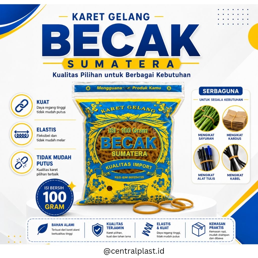 Karet gelang kuning karet sayur becak sumatera ( 100 gr)