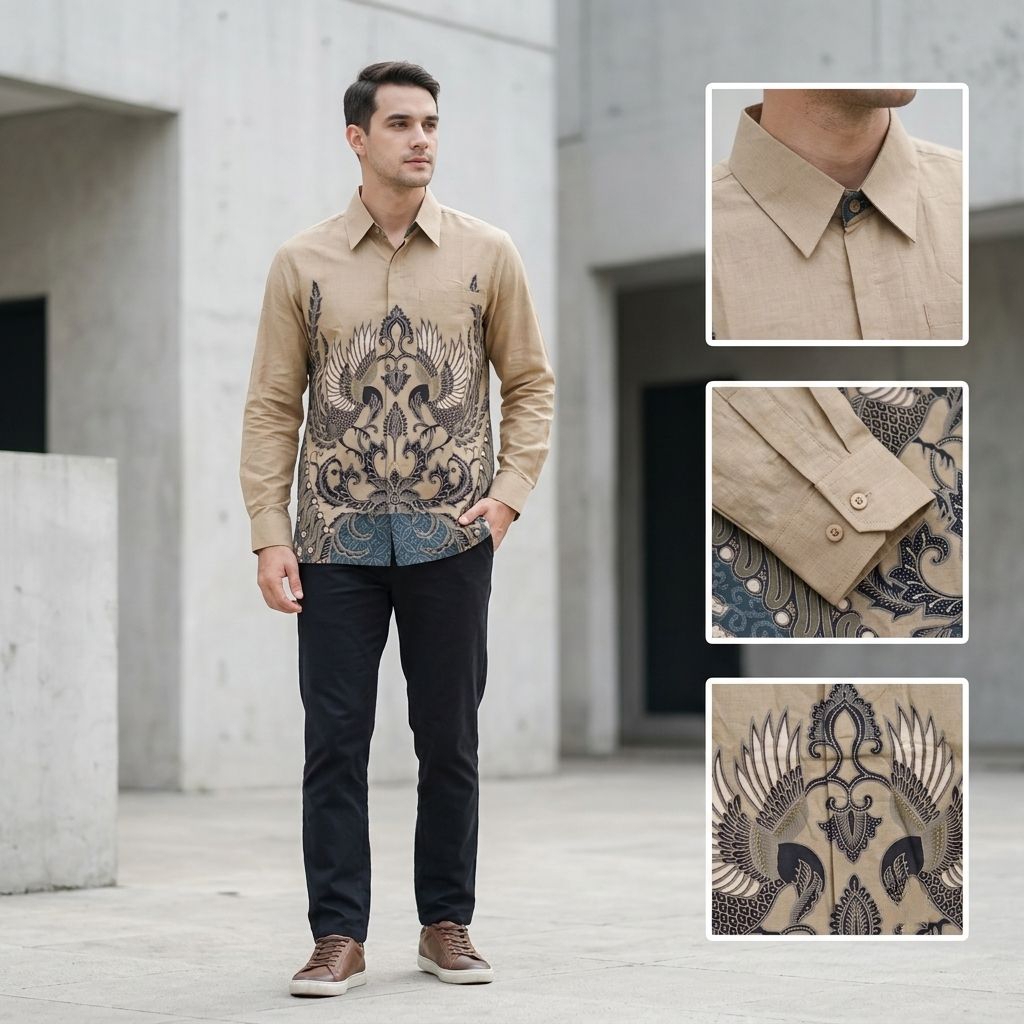 Batik Pria Lapis Furing Lengan Panjang Coksu Bahan Katun Solo Reguler – Seragam Batik Pria Pesta Dan