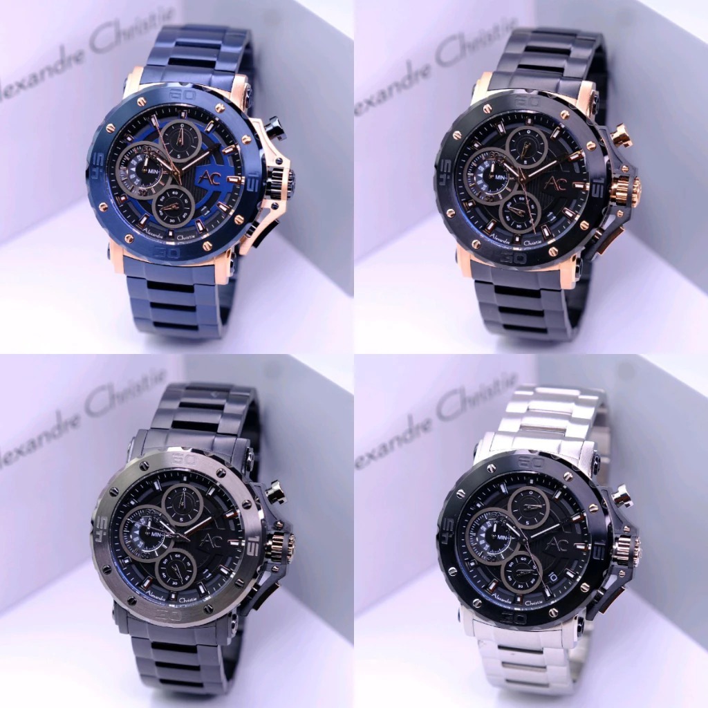 Jam Tangan Pria Alexandre Christie AC 9205 AC9205 Stainless Steel & Kulit  Original Garansi Resmi