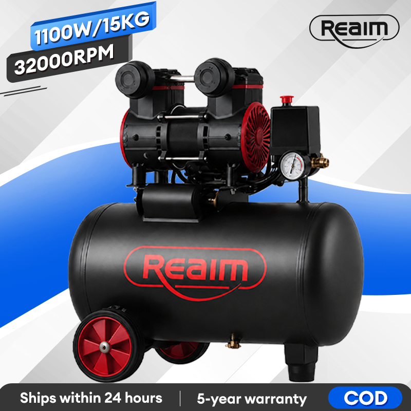 Reaim Kompresor Angin Listrik 36L Oilless Kompresor Listrik 1100W Mesin Pompa Angin Kompresor