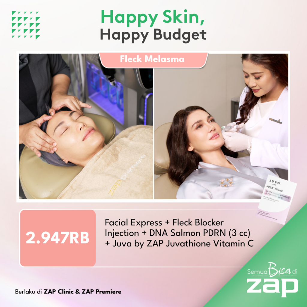Facial Express + Fleck Blocker Injection + DNA Salmon PDRN (3 cc)  + Juva by ZAP Juvathione Vitamin 