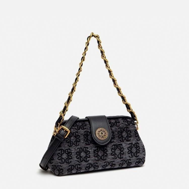 [ELWIESTUDIO] Monique Monogram Shoulder Bag Tas Bahu Selempang Wanita Rantai Emas Mewah / Sling Bag 